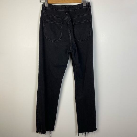 Superdown Black Distressed High Waisted Straight Jeans Size 27 - Picture 5 of 10